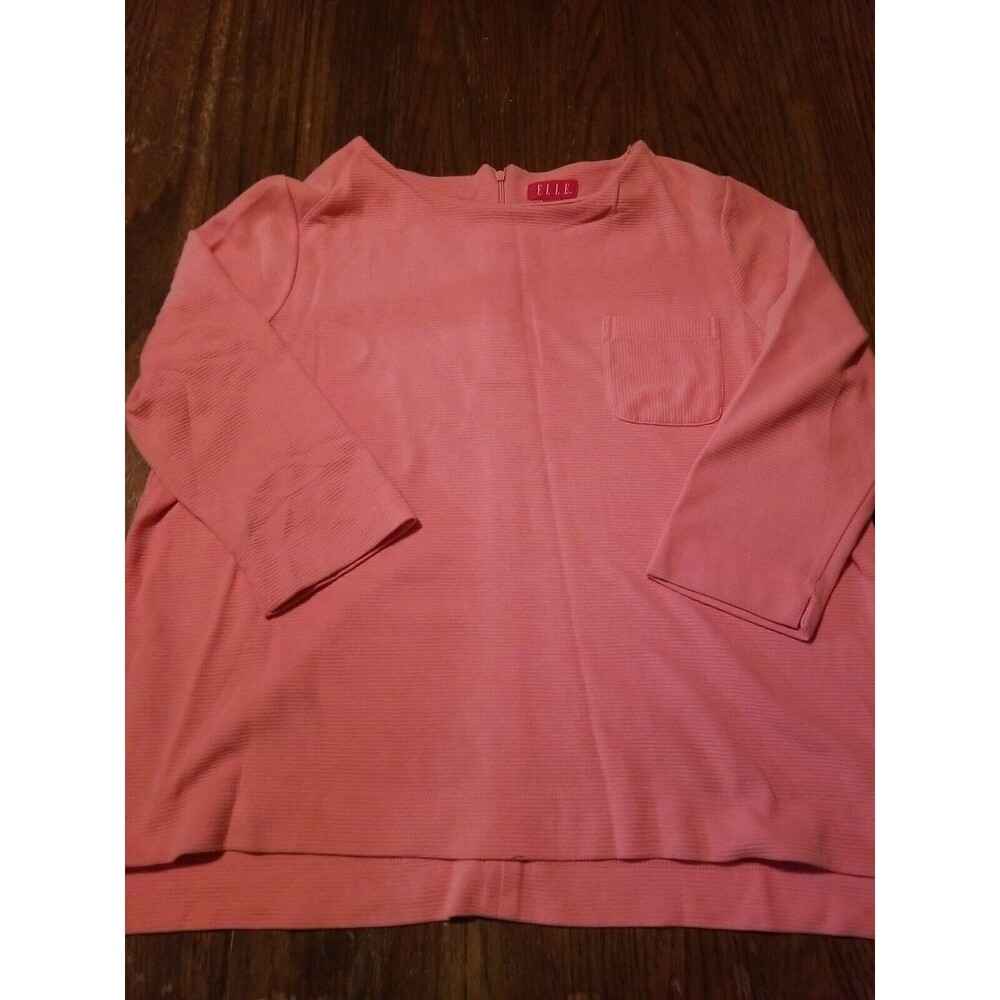 Elle Womens Pink Top XL 3/4 Sleeve EUC